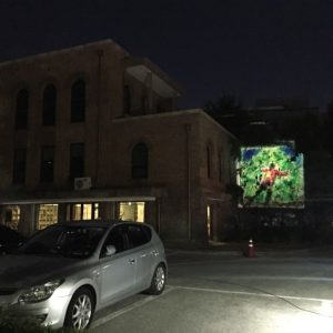 Art work on the wall using overhead projector